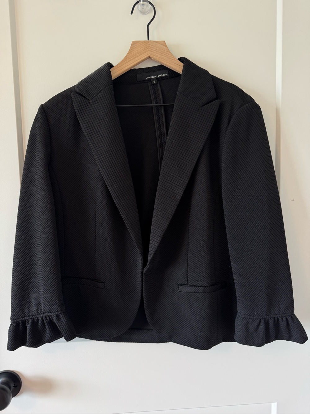 Black Ruffle-Cuff Blazer Size 16